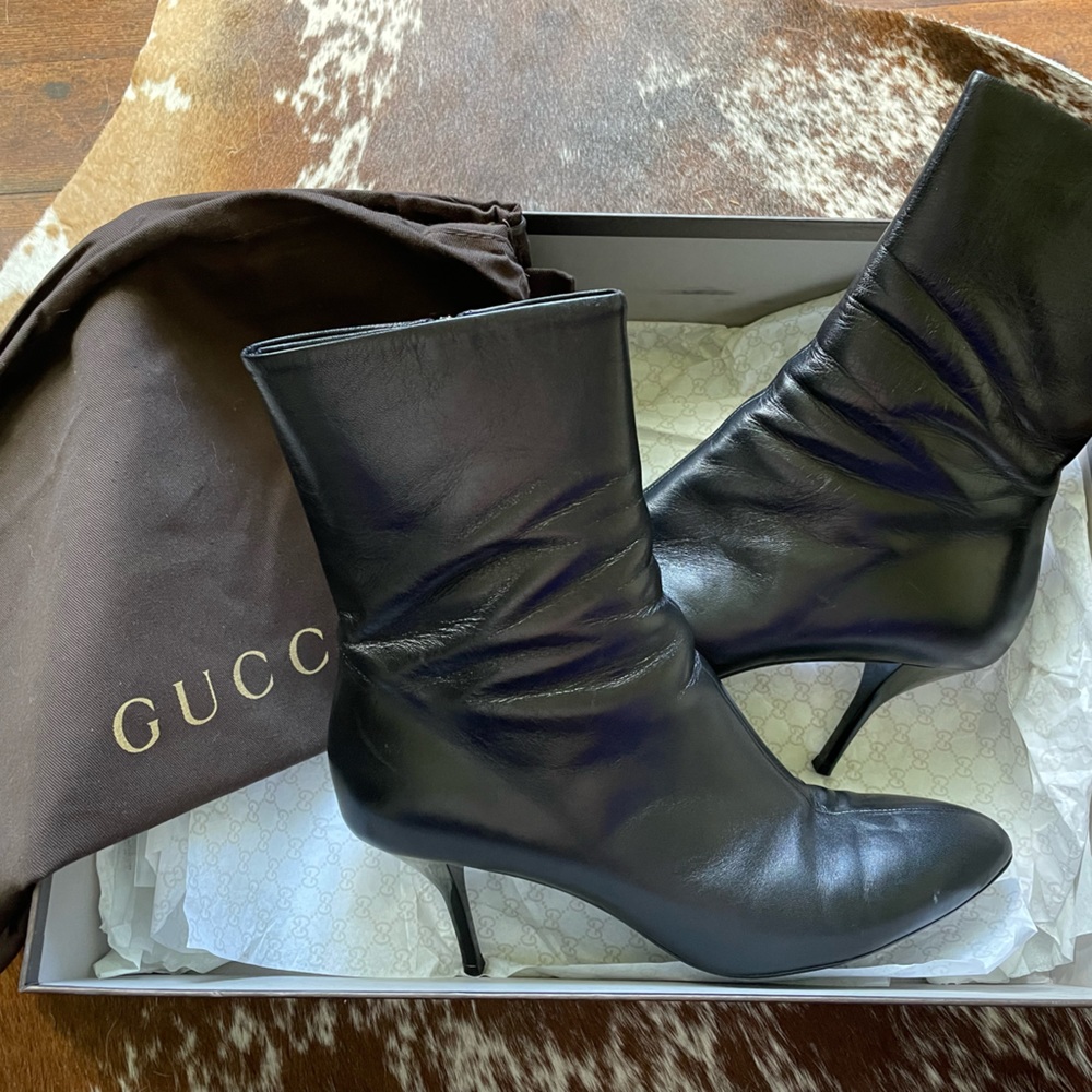 Gucci black leather boots
